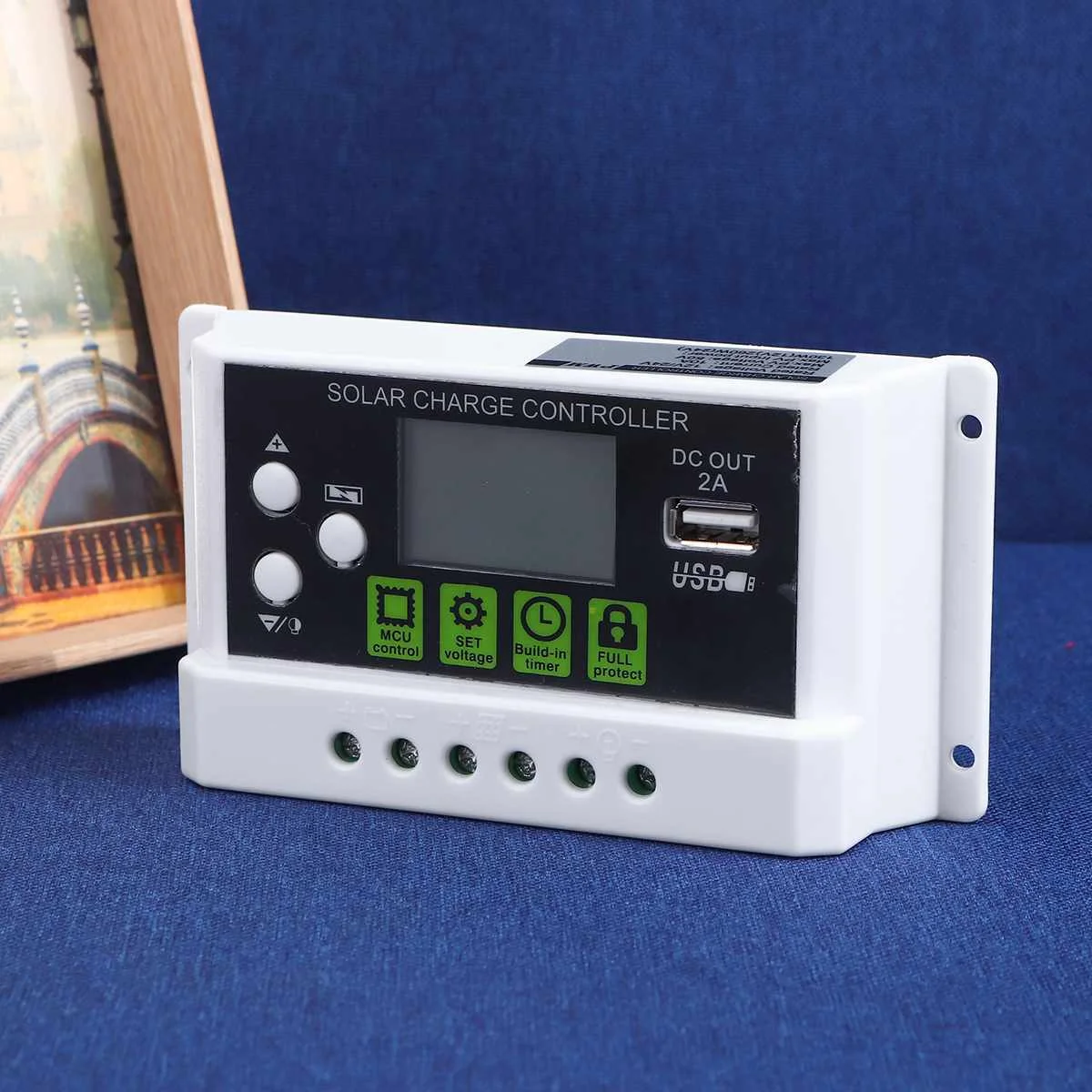 Regulador de Bateria Controlador de Carga com Lcd Regulador de Painel de Célula Dupla Saída 5v Painel Solar 12 – 24v Automático Pwm 10a Usb
