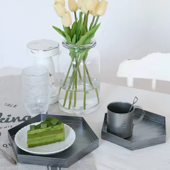 

Tobs cake stand Vintage Silver trays for cupcake afternoon tea dessert metal pallet 1 piece round Hexagon rectangle plate