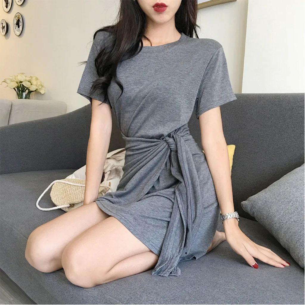 Jaycosin Romance Elegant Mini Dresses Women 2020 Summer O Neck Solid Ladies Street Beach Leisure Vacation Short Dresses Mujer227