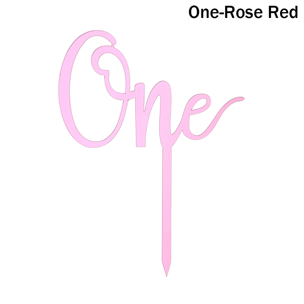 One-Rose Red Золотой розовый акриловый One OH Топпер для детского торта для детского душа вечерние украшения милые подарки на день Святого Валентина десерт украшения - Цвет: One-Rose Red