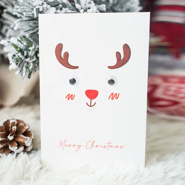 5 шт милый снеговик поздравительные открытки Счастливого Рождества олень подарок конверт рождественские вечерние приглашения благословение складные открытки