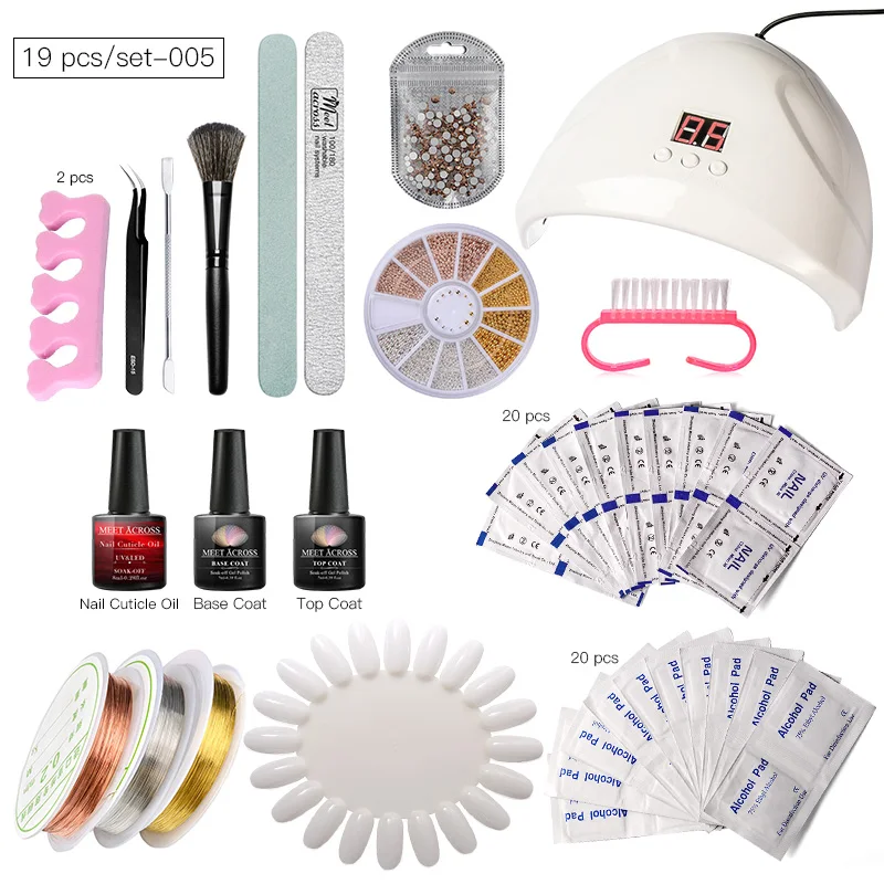 Маникюрный набор для ногтей, УФ светодиодный светильник, сушилка с гелем для ногтей, блестки для нейл Арта(искусство украшения ногтей), педикюрные наборы, отмачивающиеся маникюрные инструменты - Цвет: BZH07673