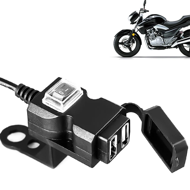 Водонепроницаемый двойной USB порт 12 В зарядное устройство на руль мотоцикла 1A/2.1A