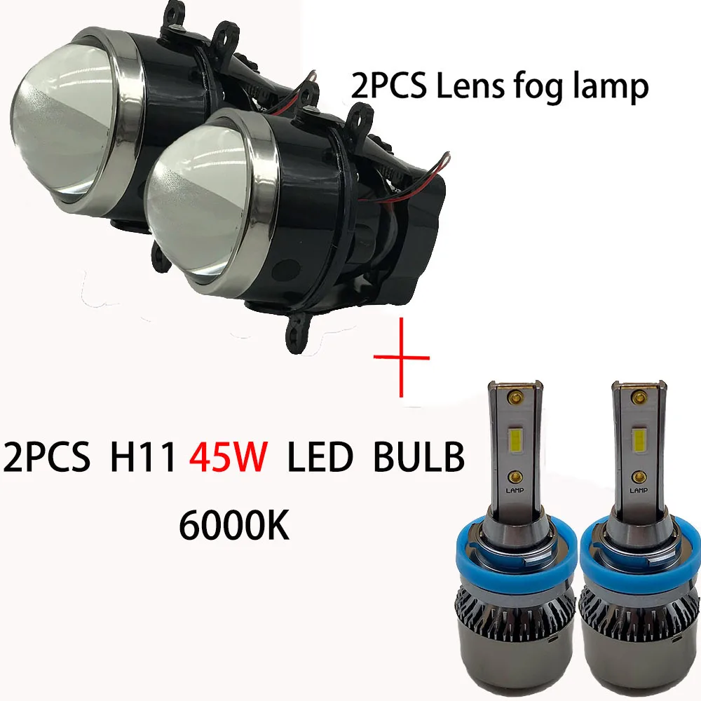 2 шт. супер яркие линзы Противотуманные фары лампы DRL освещение светодиодный для Mitsubishi L200 OUTLANDER 2 PAJERO 4 GALANT Grandis автомобиль-Стайлинг - Цвет: 45W LED 6000K Bulbs