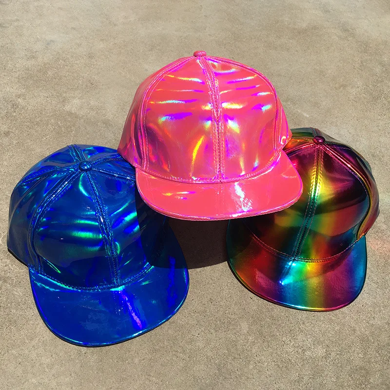 

Fashion Unisex Silver Laser Baseball Cap Men Hip Hop Holographic Casquette Women Rainbow Basketball Hat One Size Adjustable