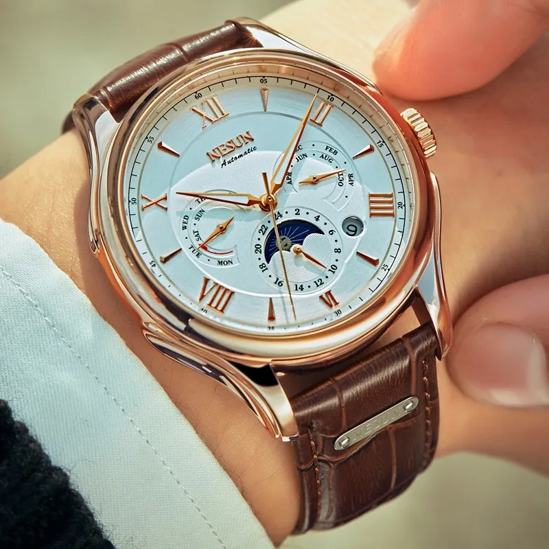 Switzerland NESUN Automatic Mechanical Watch Man Moon Phase Men's Watches Luxury Brand Luminous Hands Sapphire Waterproor N9030 |