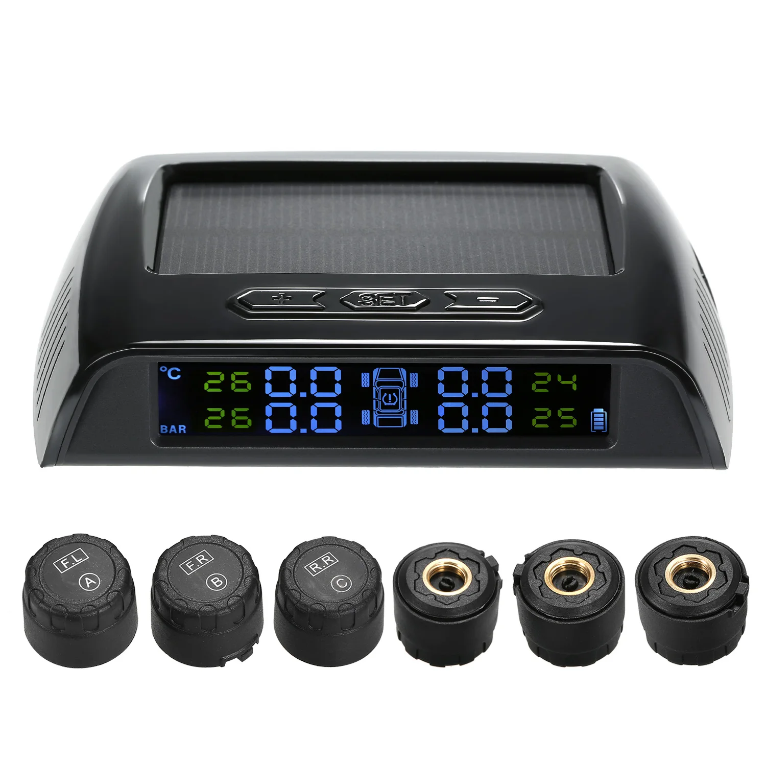 Беспроводная солнечная мощность TPMS система контроля давления в шинах RV TPMS с 6 внешними датчиками для 4-6 шин автомобиля RV грузовик буксировочные трейлеры