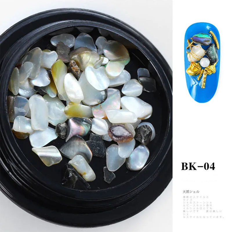 BK-04 Lamemoria, 1 коробка, 3D оболочка, необычные украшения для ногтей, УФ-гель, слайдер для ногтей, мерцающие жемчужные украшения, советы для маникюра - Цвет: BK-04