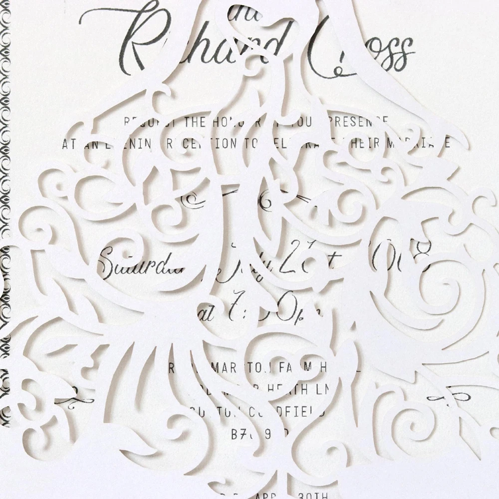  10Pcs Hollow Out Laser Cut Bride Wedding Invitation Greeting Card Personalized Wedding Party Suppli - 4.00032E+12