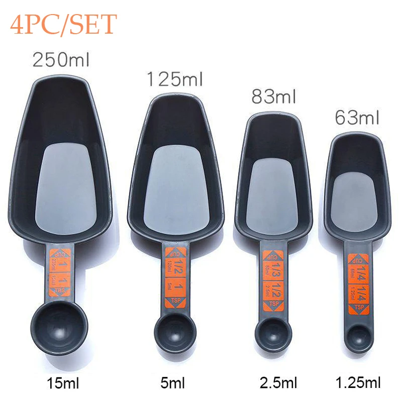 

4PCS Multifunction Measuring Spoons and Measuring Cups Scoop with Scale for Coffee Making Kitchen Baking Measuring Kitchen Tool
