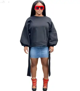 

Womens Clothing Winter Top Autumn Full Sleeve T-shirt Lace Up Office Ladies Loose Tee Fall Tops Fashion Casual Tees T Shirt