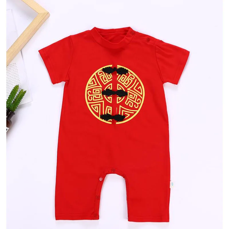 Китайские традиционные костюмы для новорожденных, детские комбинезоны с короткими и длинными рукавами, Весенний фестиваль, китайская Новогодняя одежда, комбинезоны для девочек - Цвет: Color5