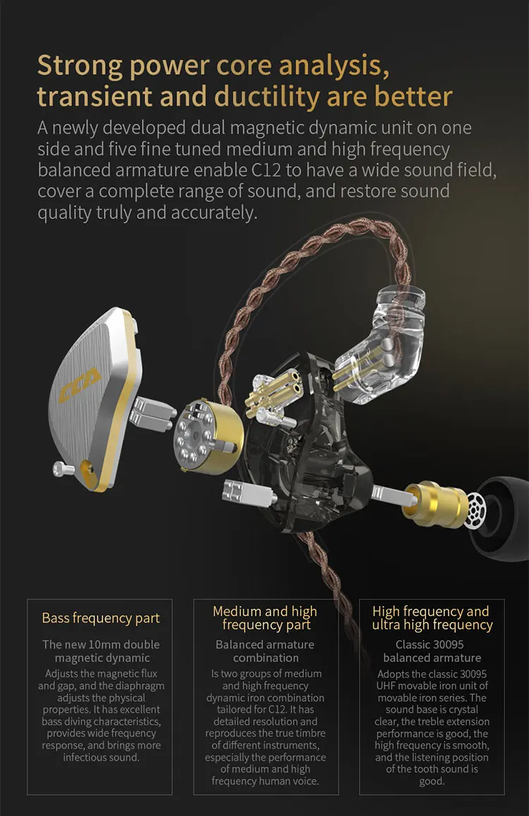 Дропшиппер OPA CCA C12 5BA+ 1DD 12 шт гибридные наушники-вкладыши HIFI монитор с басом наушники-вкладыши