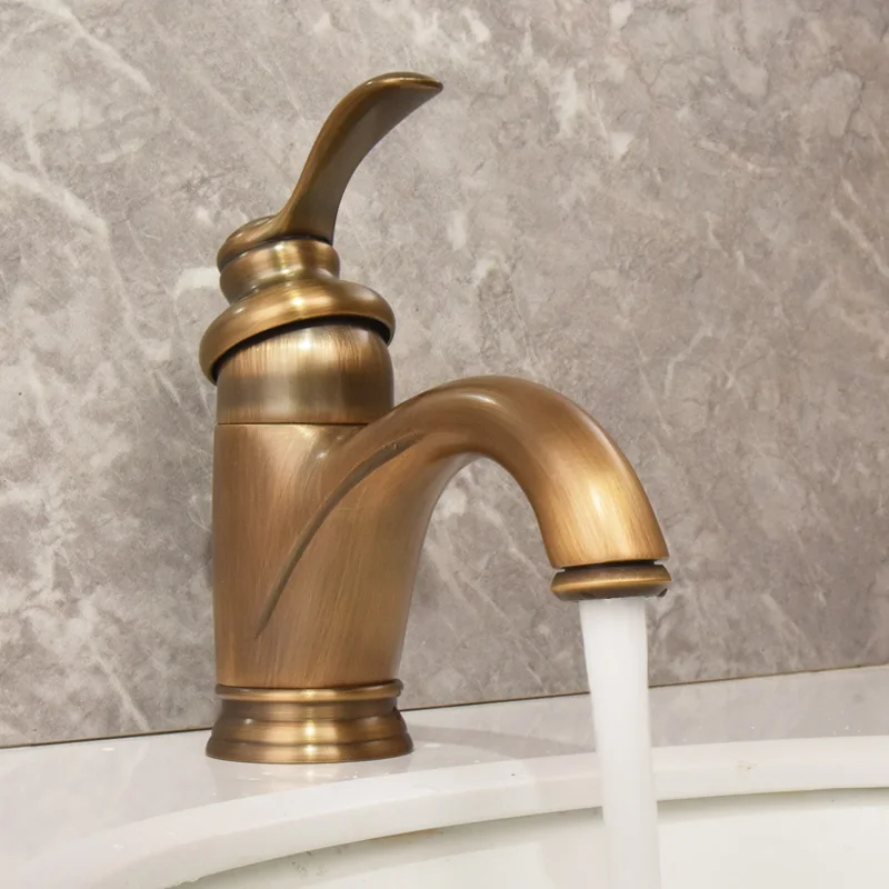 Beiluode смесители для раковины античный латунный Смеситель ванной комнаты с одной
