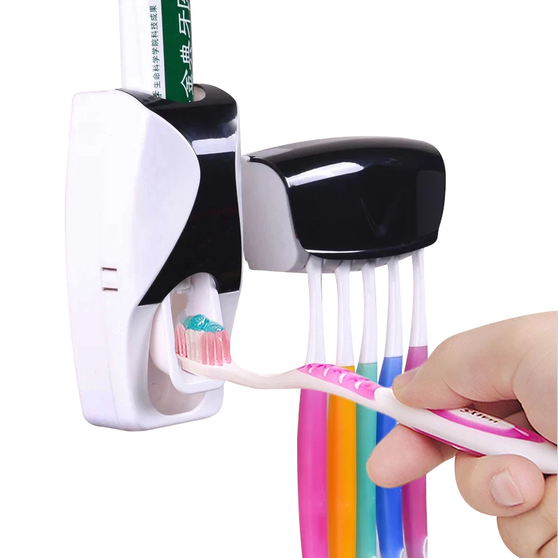 Lazy automatic toothpaste dispenser plastic 5 toothbrush holder squeeze bathroom shelf bath accessories