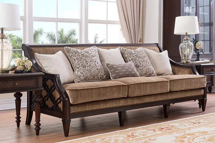 Мебель для гостиной из красного дерева ткань и бархат диван с деревянной витрина демонтрационный шкаф и гостиная стол WA365