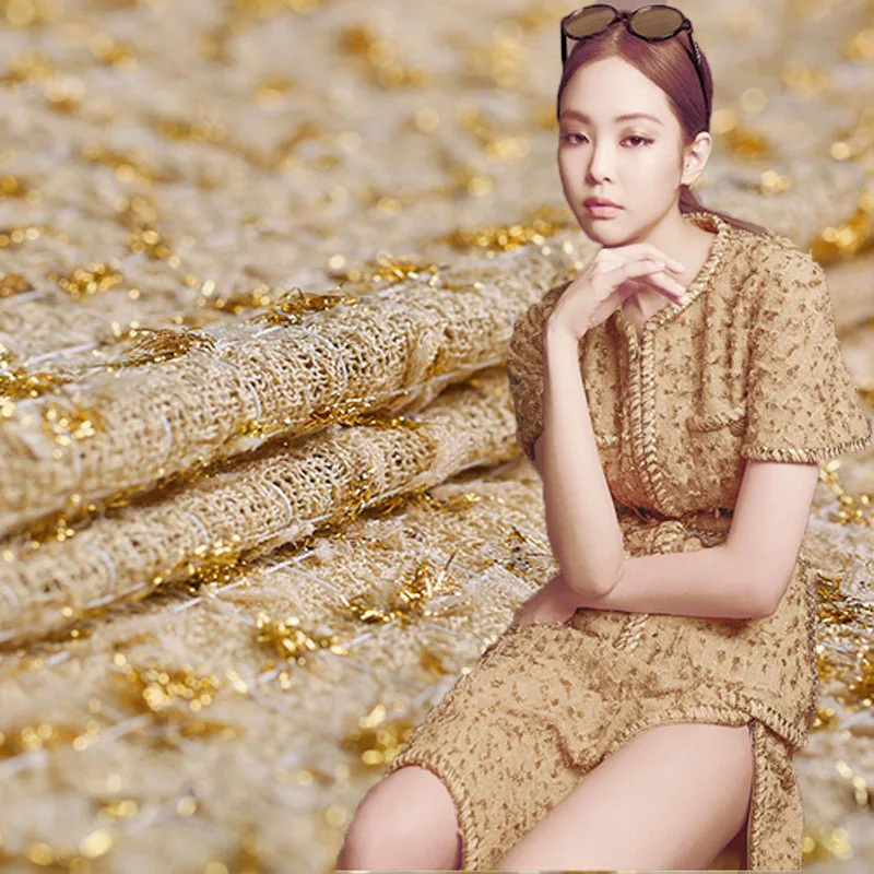2019 Золотой твидовый тканевый Мягкий материал для пальто рождественские тканевые