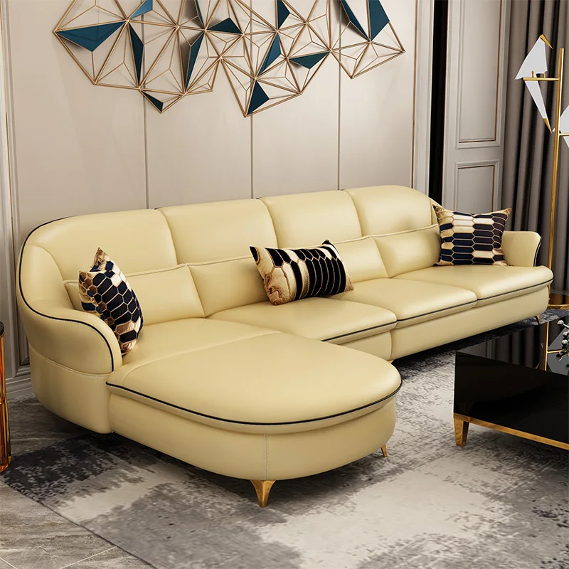 Italian Light Luxury Sofa Leather Living Room 123 Combination European Style Model Modern Simple | Мебель