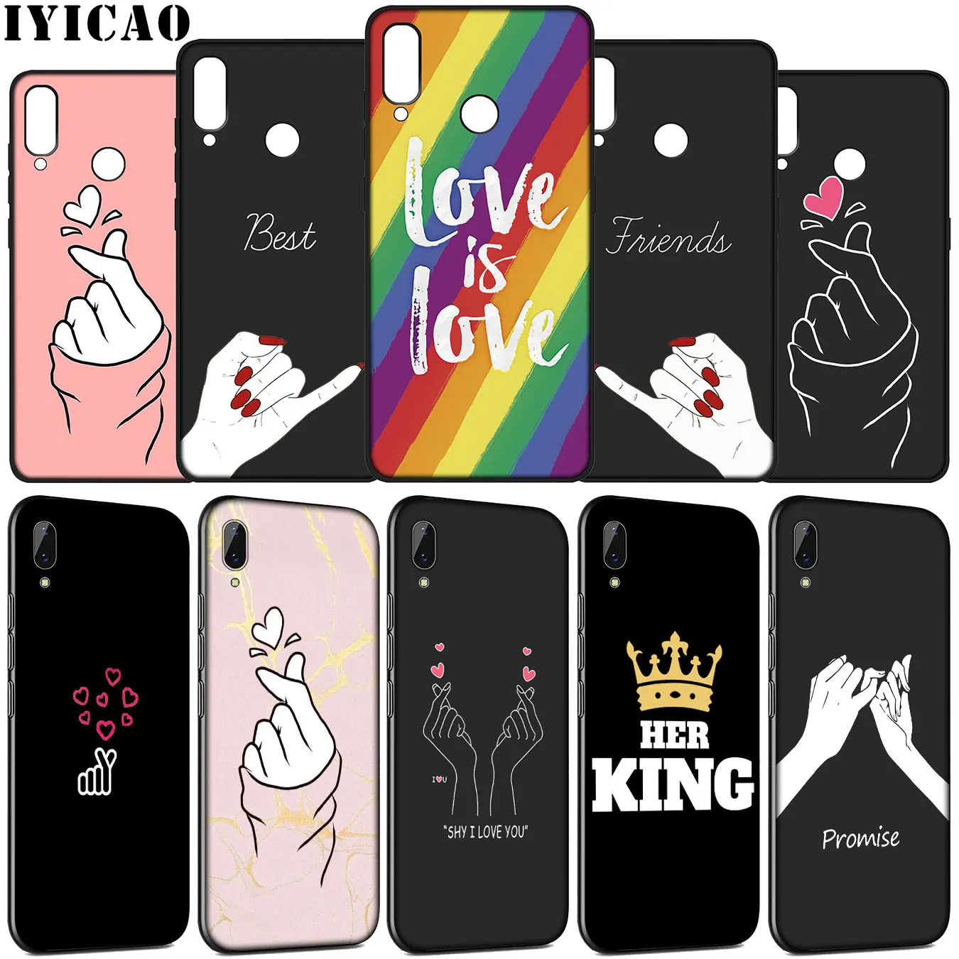 Мягкий чехол Love on the finger kpop heart для Huawei Y9 Y7 Y6 Prime 2019 2018 Honor view 20 8C 8X 8 9 9X 10 Lite 7C 7X 7A Pro |