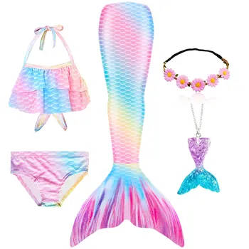 New Kids The Little Mermaid Tails Children Memaid Swimsuit Bikini Bathing Suit Halloween Costume Girll Can add Monofin For Pool 1