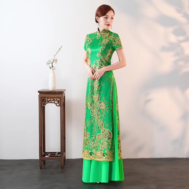 Cheongsam современного размера плюс AO Dai длинное Cheongsam китайский стиль вечернее платье восточные женские элегантные вечерние Qipao платье