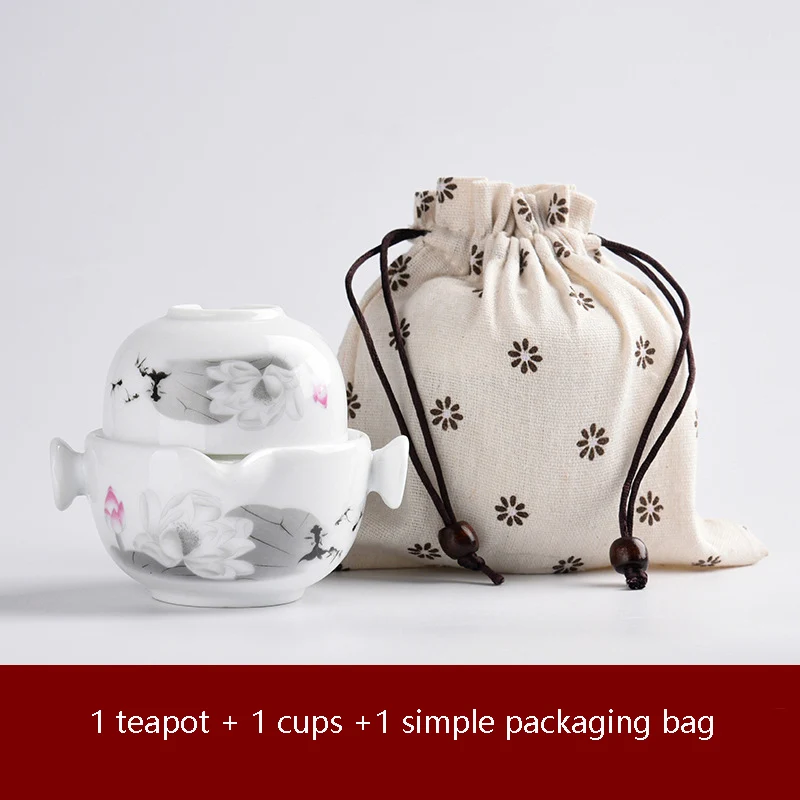Керамические чайники gaiwan чайники Китайский чайный набор для путешествия с сумкой для путешествий - Цвет: 07