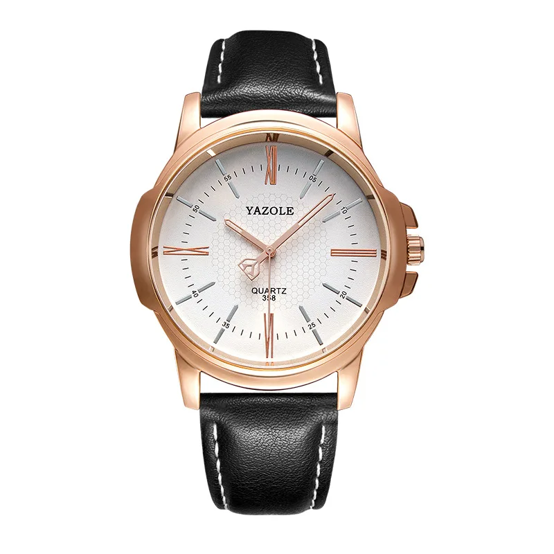 As the picture YAZOLE Мужские кварцевые часы Relogio Masculino роскошные новые кожаные часы платье мужские часы бизнес мужские наручные часы montre homme - Цвет: As the picture
