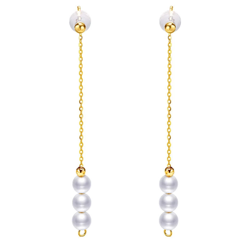 YS натуральный культивированный пресноводный жемчуг 18 К Желтое золото висячие серьги Свадебные ювелирные изделия - Цвет камня: white pearl