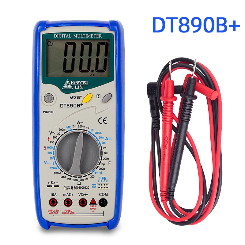 HONEYTEK DT890B цифровой мультиметр тестер Профессиональный Esr метр AC/DC напряжение тока Цифровые мультиметры конденсатор тестер