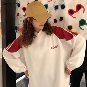 

Hoodies Women Pocket Hooded Trendy Letter Printed Harajuku Womens Loose Chic Long Sleeve Students Leisure Sweatshirts Soft Daily