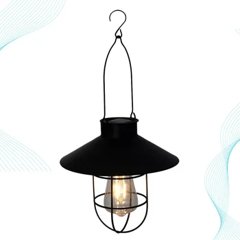 

Solar Power Iron Art Portable Lantern Decorative LED Light Solar Hanging Lamp Outdoor Balcony Garden Hanging Lamp (Black)