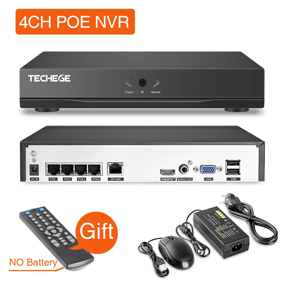 Techege 4CH 8CH Full HD 5MP 4MP PoE NVR все-в-одном сетевой видеорегистратор для ip-камеры с питанием по PoE P2P XMeye система видеонаблюдения