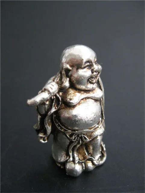 Decorado chino hecho a mano decorado vienjo Miao plata sonriente Buda estatua
