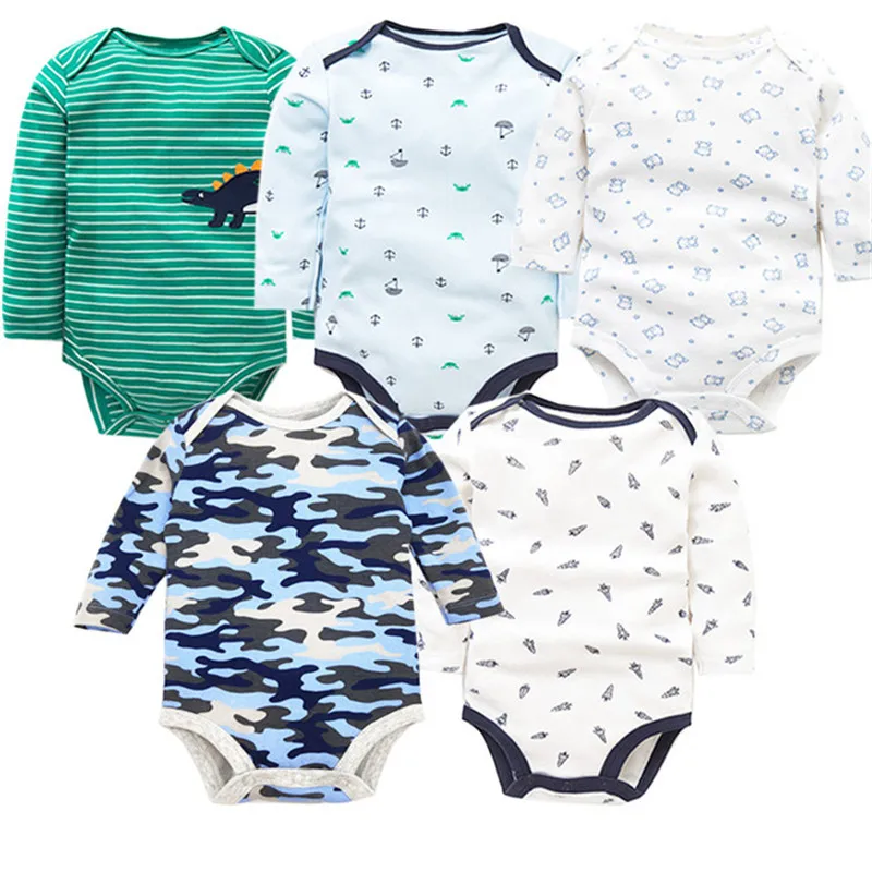 5 шт./лот Детские боди для новорожденных, высокое качество Uniesx Одежда для новорожденных хлопок Одежда для малышей комплект младенческой малыш Bebe, одежда для девочек - Цвет: Армейский зеленый