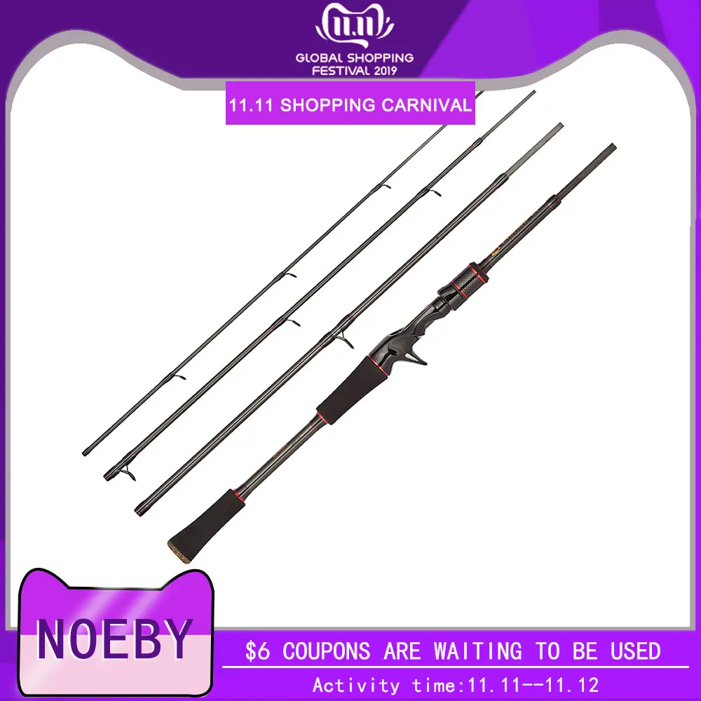 Удочка для отдыха Noeby K4, углеродный материал, 4 шт., 1,98 м, 2,13 м, 7-28 г, вес приманки для пресноводной рыбалки