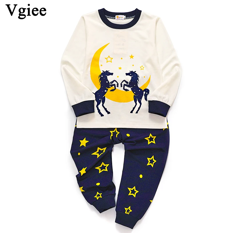 Vgiee/детская одежда хлопковая полная мультяшная детская с круглым вырезом для
