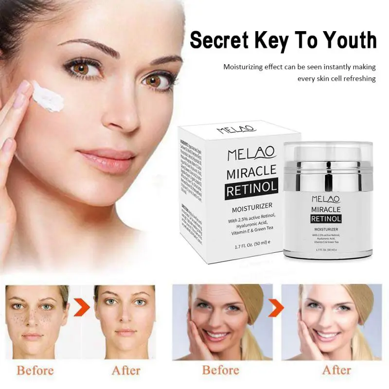 

MELAO 50g Day Night 2.5% Retinol Cream Hyaluronic Acid Reduces Wrinkles Fine Lines Face Cream Retinol Moisturizer Cream TSLM1