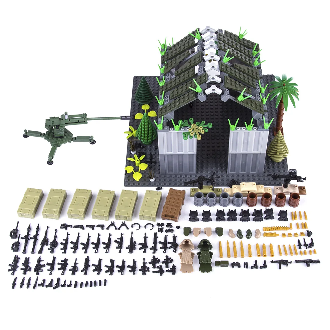 

598Pcs Military Theme DIY Small Particle Building Block Shooting Scene Toy Kit For 100% Building Block Brands - Large Warehouse