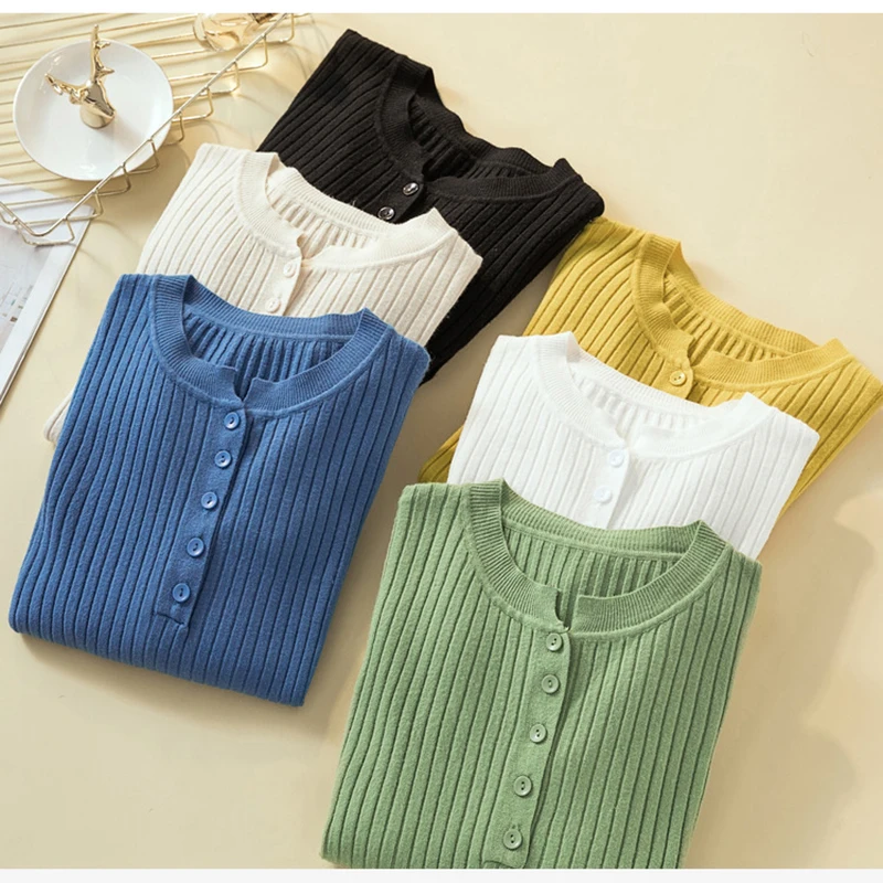 

2019 Button V Neck Sweater Women Basic Slim Knitted Pullover Women Sweaters And Pullovers Knit Jumper Ladies Sweater Winter