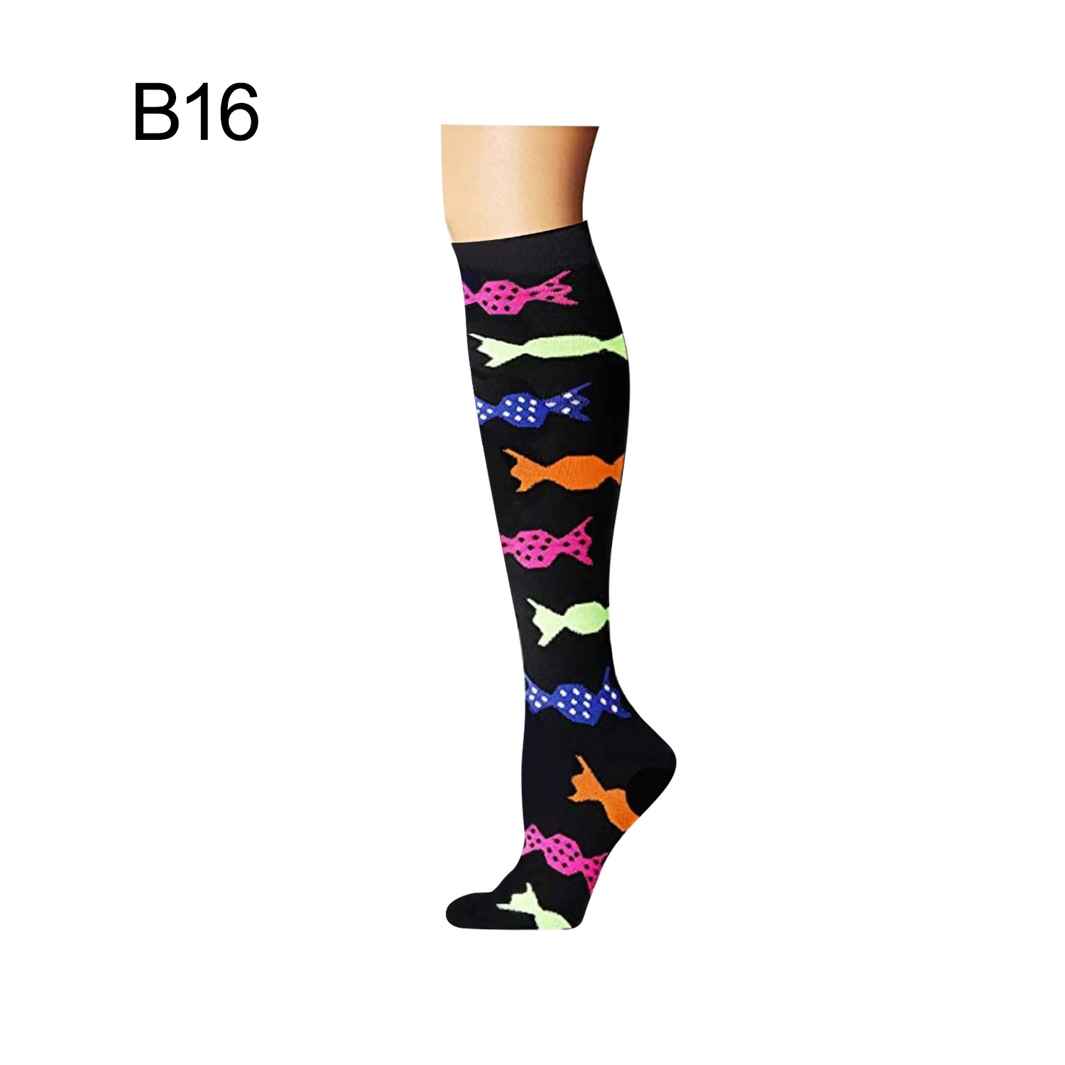 50 цветов, полосатые гольфы унисекс для мужчин и женщин, компрессионные эластичные носки для девочек, уличные эластичные носки для кормления, Medias De Mujer - Цвет: B18