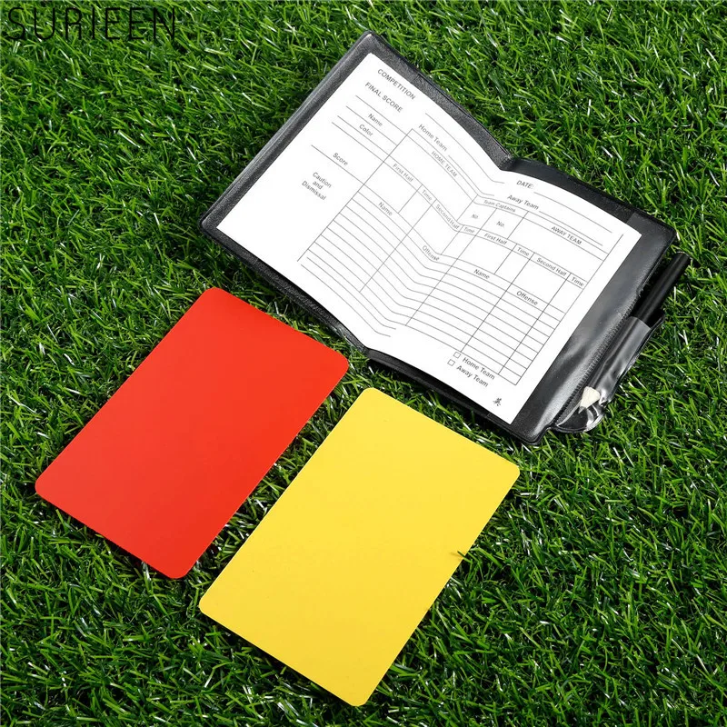 1Pc Soccer Match Referee Supplies Red Card/Yellow Card Referee Game Appliances With Holster+Pen Football Equipment Pencil Wallet