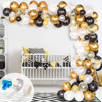 

123Pcs Black White Gold Balloons Arch Balloon Garland Kit For Engagement Wedding Birthday Baby Shower Engagement Party Decor