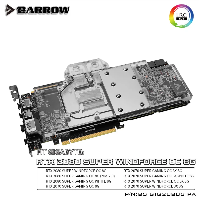 Барроу GPU водный блок для Gigabyte RTX 2080 SUPER Gaming OC Windforce полное покрытие кулер BS-GIG2080S-PA |