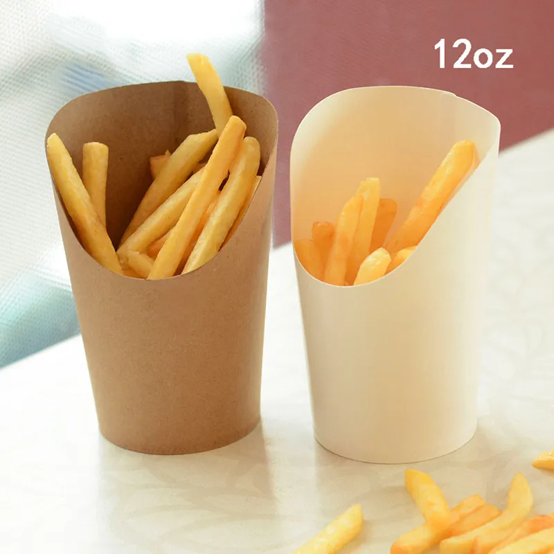 

50pcs High quality kraft paper oblique fries cup snack fried chicken grilled wing box creative paper cup chicken steak boxes