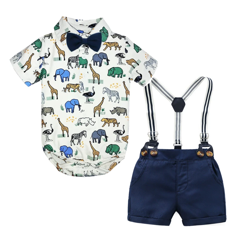 新生児服動物ロンパーショーツベルト付き漫画ベビースーツ綿子供服かわいい男の子ロンパースセット Clothing Sets Aliexpress