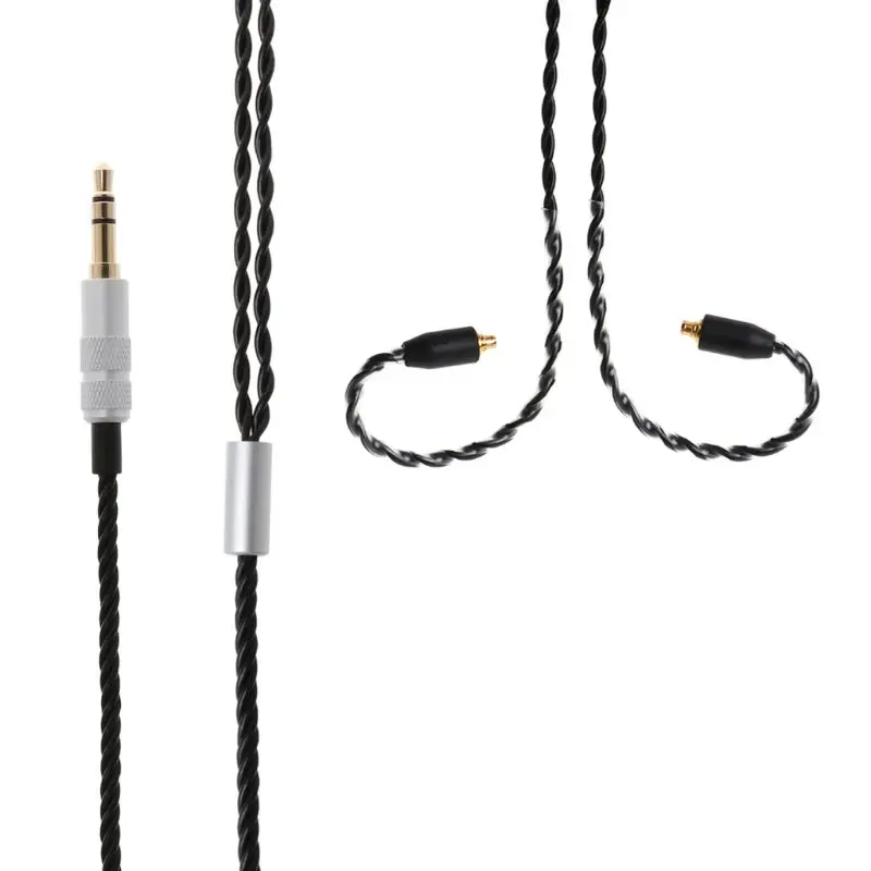 4 Shares MMCX Earphone Upgrade Cable Replacement Single Crystal Plated Headset Wire for Shure SE846/SE535/SE315/SE215 Mic