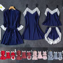 JAYCOSIN, большой размер, женский сексуальный пижамный комплект, белье, кружево, пэчворк, атласная пижама, комплект нижнего белья, ночная рубашка+ топ на бретельках+ шорты