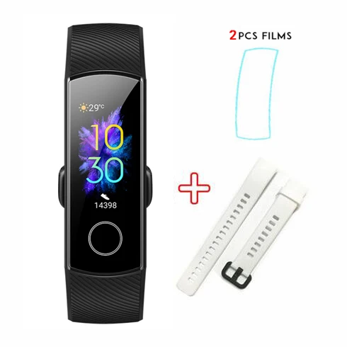 Смарт-браслет huawei Honor Band 5 с кислородом в крови Amoled и сенсорным экраном - Цвет: add white strap film