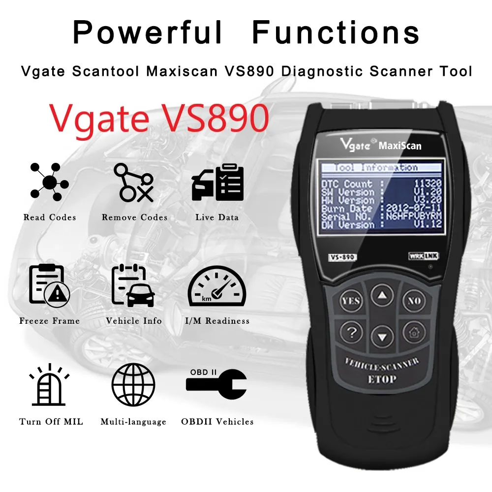 Автомобильный диагностический инструмент OBD2 Vgate VS890 автомобильный считыватель