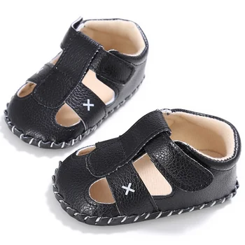 

Newborn Baby Boy First Walker PU Anti-slip Crib Shoes Soft Sole Summer Prewalker 0-18M